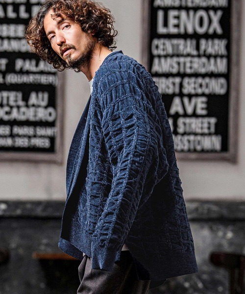 CAMBIO(カンビオ)の「mcg3835-Flexiguard Chenille Knit Cardigan ニットカーディガン(A71226cmb)(カーディガン/ボレロ・メンズ・ブラック/ネイビー/チャコール/グリーン/ライトカーキ・L/M/S)」の19枚目の写真