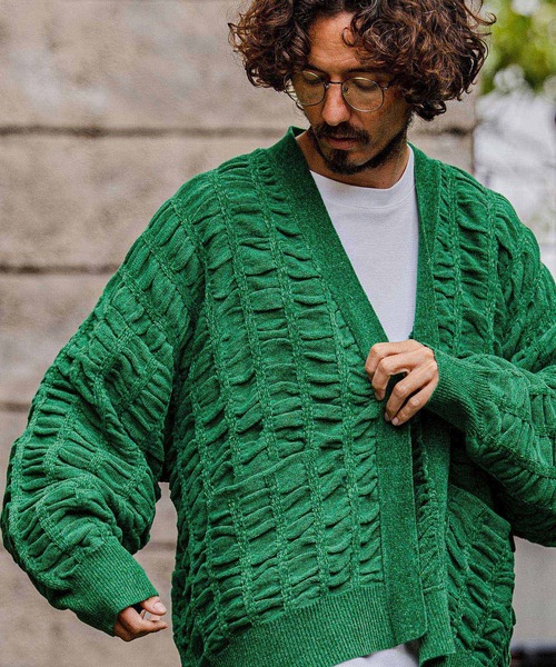CAMBIO(カンビオ)の「mcg3835-Flexiguard Chenille Knit Cardigan ニットカーディガン(A71226cmb)(カーディガン/ボレロ・メンズ・ブラック/ネイビー/チャコール/グリーン/ライトカーキ・L/M/S)」の22枚目の写真