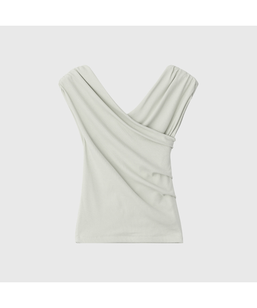 LOOKAST（ルックキャスト）の「マドレーヌクロスオフショルダーティーシャツ / MADELEINE CROSS OFF-SHOULDER T-SHIRT_3colors（Tシャツ/カットソー・レディース・アイボリー/ブラック/ライトグリーン・SMALL/MEDIUM）」の3枚目の写真
