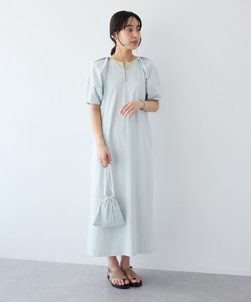 CRAFT STANDARD BOUTIQUE(クラフトスタンダードブティック)の「UVカット ポーチ付きバルーンスリーブワンピース(ワンピース・レディース・ライトブルー/ブラック/ダークカーキ・FREE)」の10枚目の写真
