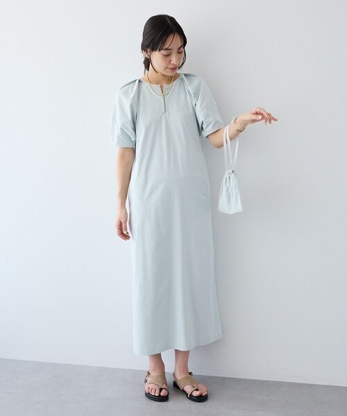 CRAFT STANDARD BOUTIQUE(クラフトスタンダードブティック)の「UVカット ポーチ付きバルーンスリーブワンピース(ワンピース・レディース・ライトブルー/ブラック/ダークカーキ・FREE)」の11枚目の写真
