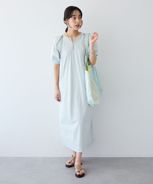 CRAFT STANDARD BOUTIQUE(クラフトスタンダードブティック)の「UVカット ポーチ付きバルーンスリーブワンピース(ワンピース・レディース・ライトブルー/ブラック/ダークカーキ・FREE)」の13枚目の写真