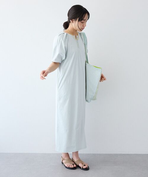 CRAFT STANDARD BOUTIQUE(クラフトスタンダードブティック)の「UVカット ポーチ付きバルーンスリーブワンピース(ワンピース・レディース・ライトブルー/ブラック/ダークカーキ・FREE)」の14枚目の写真