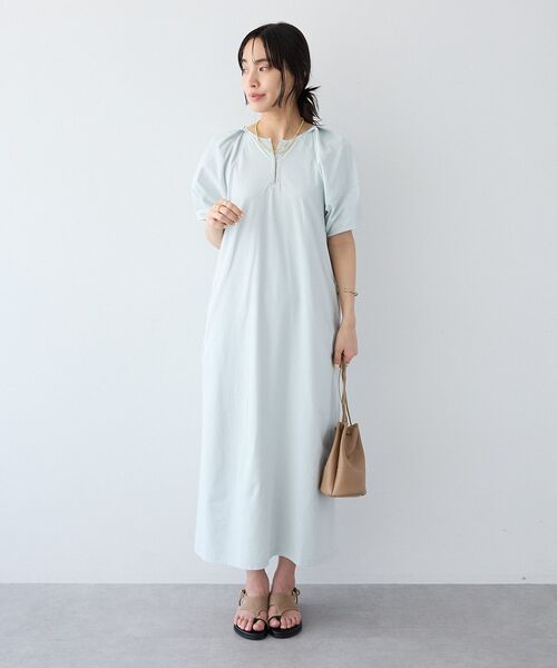 CRAFT STANDARD BOUTIQUE(クラフトスタンダードブティック)の「UVカット ポーチ付きバルーンスリーブワンピース(ワンピース・レディース・ライトブルー/ブラック/ダークカーキ・FREE)」の15枚目の写真