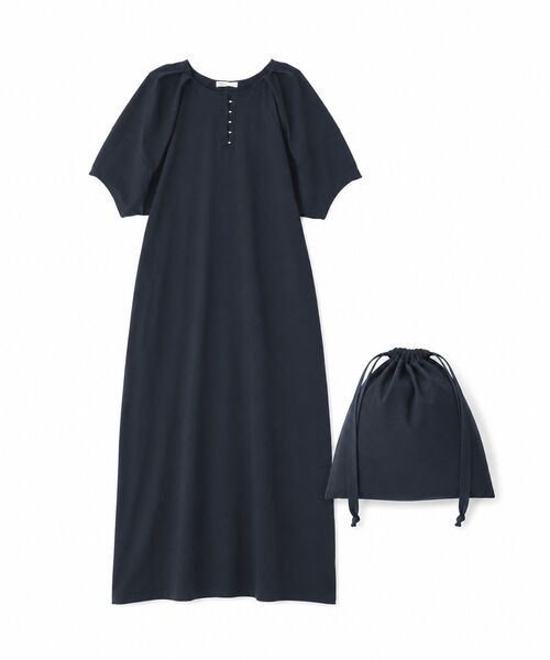 CRAFT STANDARD BOUTIQUE(クラフトスタンダードブティック)の「UVカット ポーチ付きバルーンスリーブワンピース(ワンピース・レディース・ライトブルー/ブラック/ダークカーキ・FREE)」の7枚目の写真