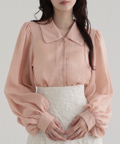 nouvellemoi(ヌーベルモイ)の「レトロ衿袖ボリュームブラウス(シャツ/ブラウス・レディース・グレイッシュベージュ/ピンク/ブラック/オフホワイト・M)」の4枚目の写真