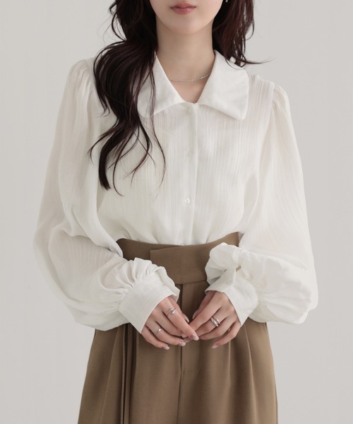 nouvellemoi(ヌーベルモイ)の「レトロ衿袖ボリュームブラウス(シャツ/ブラウス・レディース・グレイッシュベージュ/ピンク/ブラック/オフホワイト・M)」の6枚目の写真