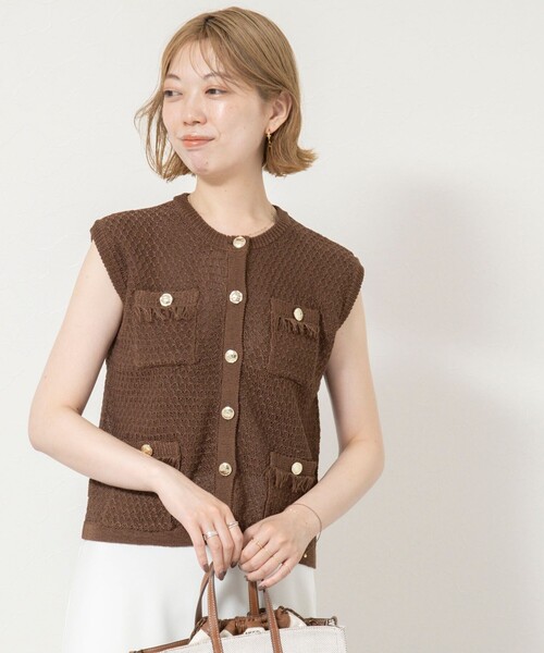 NOLLEY’S Sophi（ノーリーズソフィ）の「GIMAメッシュベスト（ベスト・レディース・ブラック/ダークブラウン/オフホワイト・38）」の12枚目の写真