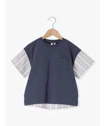 Samansa Mos2 Lagom | ☆ストライプ切替Tシャツ(Tシャツ/カットソー)