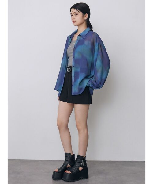 MURUA(ムルーア)の「【セットアップ対応】ニュアンスシアーシャツ 夏服(シャツ/ブラウス・レディース・パープル/ブルー・FREE)」の19枚目の写真