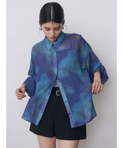 MURUA(ムルーア)の「【セットアップ対応】ニュアンスシアーシャツ 夏服(シャツ/ブラウス・レディース・パープル/ブルー・FREE)」の14枚目の写真