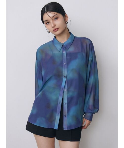 MURUA(ムルーア)の「【セットアップ対応】ニュアンスシアーシャツ 夏服(シャツ/ブラウス・レディース・パープル/ブルー・FREE)」の13枚目の写真