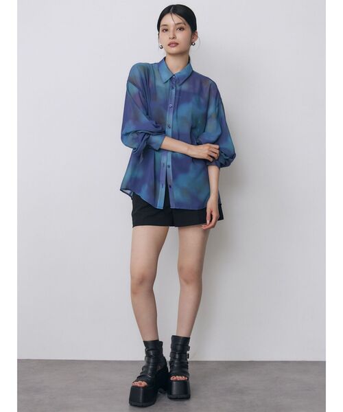 MURUA(ムルーア)の「【セットアップ対応】ニュアンスシアーシャツ 夏服(シャツ/ブラウス・レディース・パープル/ブルー・FREE)」の11枚目の写真
