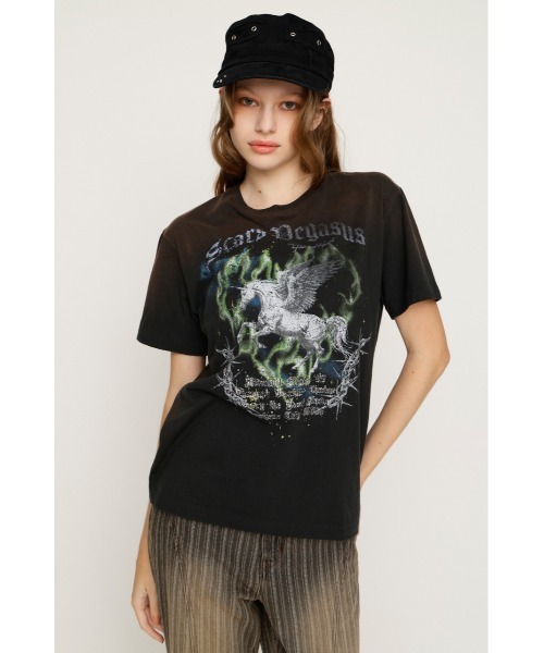 SLY(スライ)の「VINTAGE LIKE HORSE PRINT T/SH ヴィンテージライクホースプリントTシャツ 夏服(Tシャツ/カットソー・レディース・ライトピンク/バーガンディー/ライトブラック・FREE)」の4枚目の写真