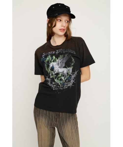 SLY(スライ)の「VINTAGE LIKE HORSE PRINT T/SH ヴィンテージライクホースプリントTシャツ 夏服(Tシャツ/カットソー・レディース・ライトピンク/バーガンディー/ライトブラック・FREE)」の6枚目の写真