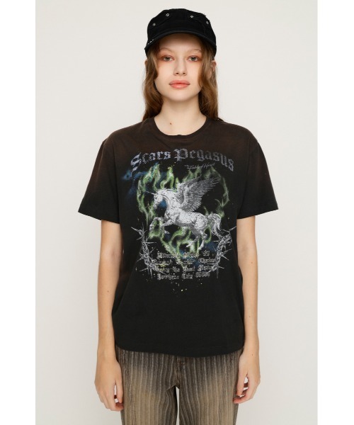 SLY(スライ)の「VINTAGE LIKE HORSE PRINT T/SH ヴィンテージライクホースプリントTシャツ 夏服(Tシャツ/カットソー・レディース・ライトピンク/バーガンディー/ライトブラック・FREE)」の7枚目の写真