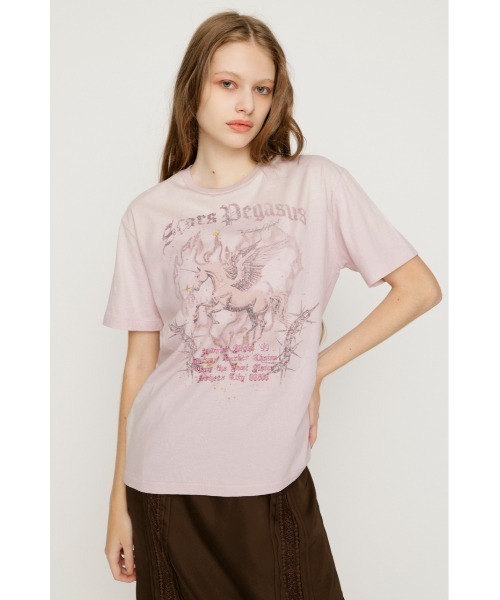 SLY(スライ)の「VINTAGE LIKE HORSE PRINT T/SH ヴィンテージライクホースプリントTシャツ 夏服(Tシャツ/カットソー・レディース・ライトピンク/バーガンディー/ライトブラック・FREE)」の9枚目の写真