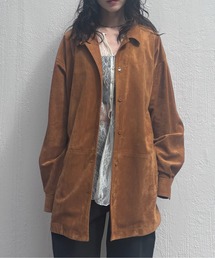 Ameri(�A����)��PINTUCK SYNTHETIC SUEDE SHIRT(�V���c/�u���E�X)