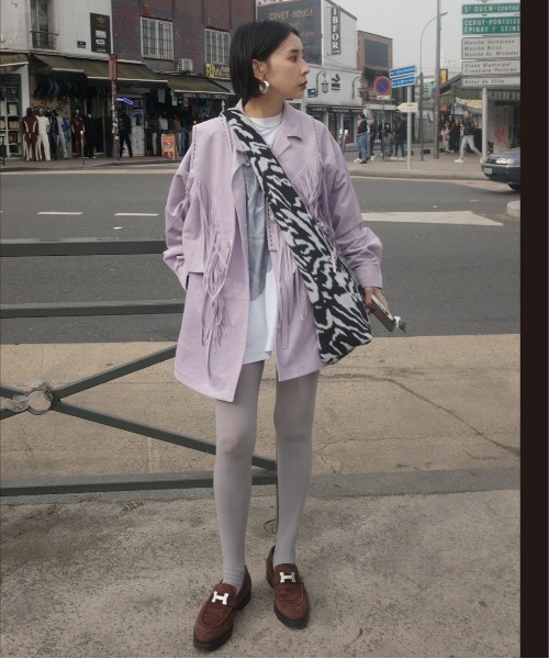 Ameri(アメリ)の「PINTUCK SYNTHETIC SUEDE SHIRT(シャツ/ブラウス・レディース・パープル/ブラウン・FREE)」の11枚目の写真