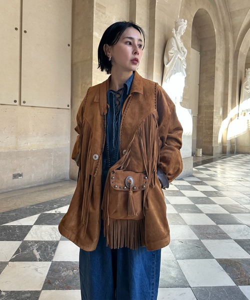 Ameri(アメリ)の「PINTUCK SYNTHETIC SUEDE SHIRT(シャツ/ブラウス・レディース・パープル/ブラウン・FREE)」の22枚目の写真