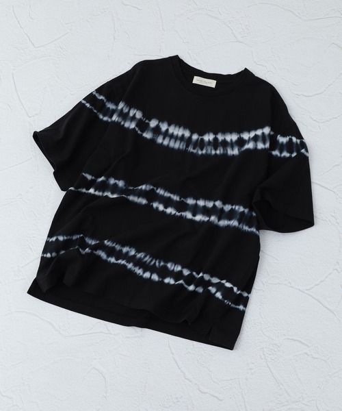 FUNALIVE(ファンアライブ)の「MANYMENMANYMINDS / タイダイ染め/ボーダーTEE 半袖(Tシャツ/カットソー・メンズ・ブルー/ブラック/グレー・XL/L/M)」の2枚目の写真