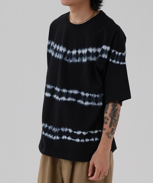 FUNALIVE(ファンアライブ)の「MANYMENMANYMINDS / タイダイ染め/ボーダーTEE 半袖(Tシャツ/カットソー・メンズ・ブルー/ブラック/グレー・XL/L/M)」の14枚目の写真