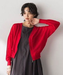 Vネックジップガーターニットカーディガン