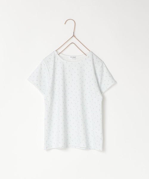 LOWRYS FARM(ローリーズファーム)の「パターンメッシュT 876719(Tシャツ/カットソー・キッズ・グレー/ピンク/アイボリー/ホワイト×ブルー/ブルー系その他・110cm/120cm/130cm/140cm/150cm)」の4枚目の写真
