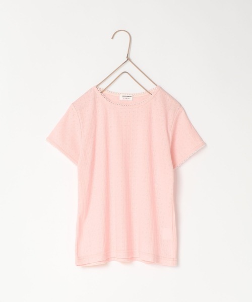 LOWRYS FARM(ローリーズファーム)の「パターンメッシュT 876719(Tシャツ/カットソー・キッズ・グレー/ピンク/アイボリー/ホワイト×ブルー/ブルー系その他・110cm/120cm/130cm/140cm/150cm)」の5枚目の写真