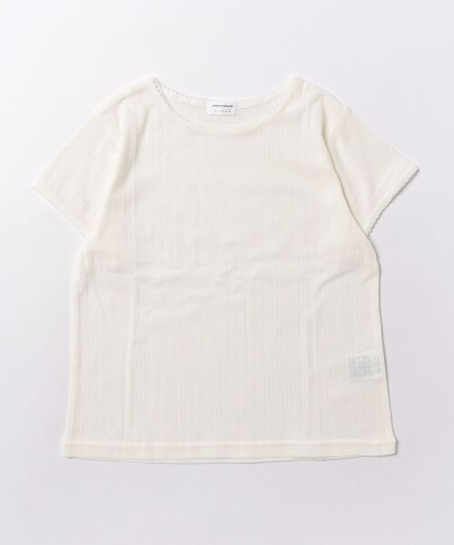 LOWRYS FARM(ローリーズファーム)の「パターンメッシュT 876719(Tシャツ/カットソー・キッズ・グレー/ピンク/アイボリー/ホワイト×ブルー/ブルー系その他・110cm/120cm/130cm/140cm/150cm)」の12枚目の写真