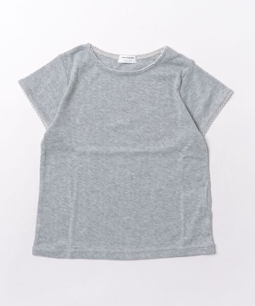 LOWRYS FARM(ローリーズファーム)の「パターンメッシュT 876719(Tシャツ/カットソー・キッズ・グレー/ピンク/アイボリー/ホワイト×ブルー/ブルー系その他・110cm/120cm/130cm/140cm/150cm)」の10枚目の写真