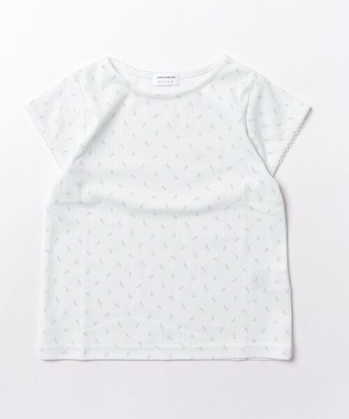 LOWRYS FARM(ローリーズファーム)の「パターンメッシュT 876719(Tシャツ/カットソー・キッズ・グレー/ピンク/アイボリー/ホワイト×ブルー/ブルー系その他・110cm/120cm/130cm/140cm/150cm)」の8枚目の写真