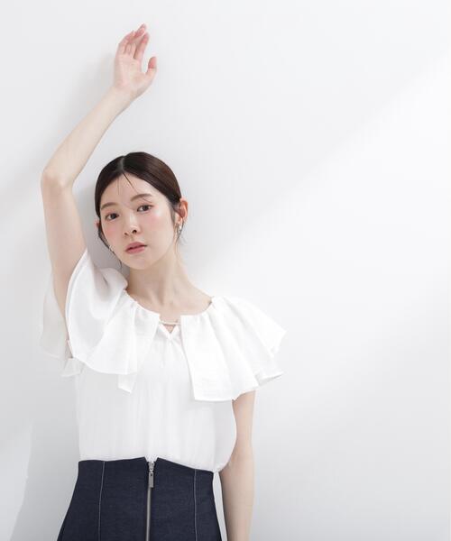 PROPORTION BODY DRESSING（プロポーションボディドレッシング）の「パール付きラッフルブラウス（シャツ/ブラウス・レディース・ホワイト/ブルー/ネイビー・FREE）」の13枚目の写真