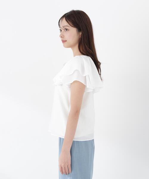PROPORTION BODY DRESSING（プロポーションボディドレッシング）の「パール付きラッフルブラウス（シャツ/ブラウス・レディース・ホワイト/ブルー/ネイビー・FREE）」の8枚目の写真