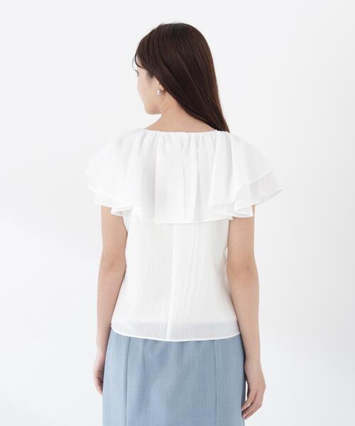 PROPORTION BODY DRESSING（プロポーションボディドレッシング）の「パール付きラッフルブラウス（シャツ/ブラウス・レディース・ホワイト/ブルー/ネイビー・FREE）」の9枚目の写真