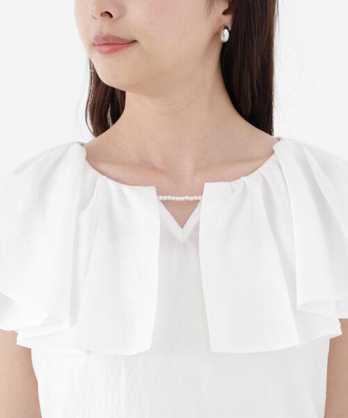 PROPORTION BODY DRESSING（プロポーションボディドレッシング）の「パール付きラッフルブラウス（シャツ/ブラウス・レディース・ホワイト/ブルー/ネイビー・FREE）」の10枚目の写真