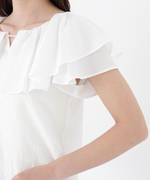 PROPORTION BODY DRESSING（プロポーションボディドレッシング）の「パール付きラッフルブラウス（シャツ/ブラウス・レディース・ホワイト/ブルー/ネイビー・FREE）」の15枚目の写真