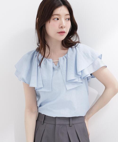 PROPORTION BODY DRESSING（プロポーションボディドレッシング）の「パール付きラッフルブラウス（シャツ/ブラウス・レディース・ホワイト/ブルー/ネイビー・FREE）」の20枚目の写真