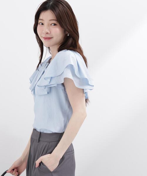 PROPORTION BODY DRESSING（プロポーションボディドレッシング）の「パール付きラッフルブラウス（シャツ/ブラウス・レディース・ホワイト/ブルー/ネイビー・FREE）」の21枚目の写真