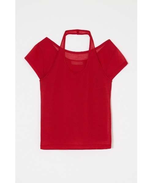 MOUSSY(マウジー)の「SHEER DOUBLE LAYERED トップス(Tシャツ/カットソー・レディース・ホワイト系その他/ブラック/レッド/ライトブルー・FREE)」の4枚目の写真