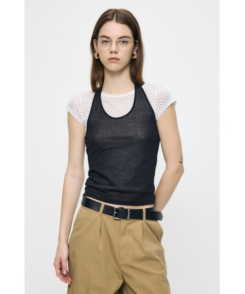 MOUSSY(マウジー)の「SHEER DOUBLE LAYERED トップス(Tシャツ/カットソー・レディース・ホワイト系その他/ブラック/レッド/ライトブルー・FREE)」の6枚目の写真