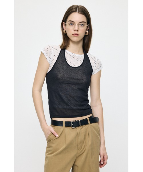 MOUSSY(マウジー)の「SHEER DOUBLE LAYERED トップス(Tシャツ/カットソー・レディース・ホワイト系その他/ブラック/レッド/ライトブルー・FREE)」の11枚目の写真