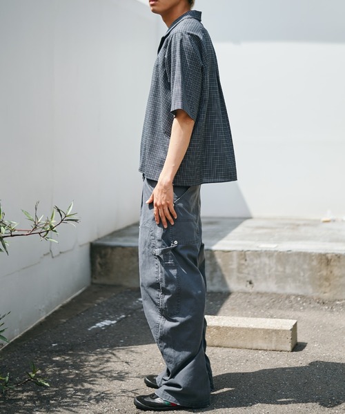 CONZ(コンズ)の「cropped open collar short sleeve shirt check/チェックシャツ/短丈/夏服/CONZ(シャツ/ブラウス・メンズ・ブラック/ネイビー/ブラウン・1/2/3)」の10枚目の写真