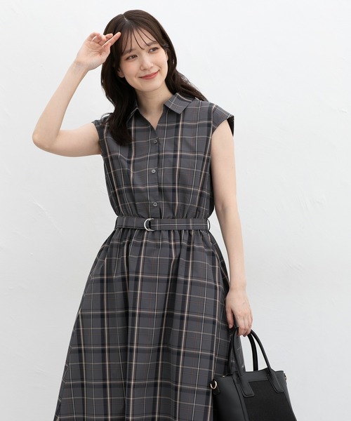 Honeys(ハニーズ)の「チェック柄ワンピース(ワンピース・レディース・グレー系その他2/ネイビー系1・3L/M/LL/L/S)」の9枚目の写真