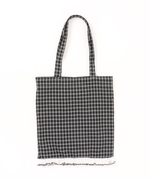 VIBGYOR(ヴィブジョー)の「Liaa/チェック リボン フリル トートバッグ A18826(トートバッグ・レディース・ピンク/ブラック/ブルー/グリーン/ホワイト/ライトブルー・FREE)」の8枚目の写真
