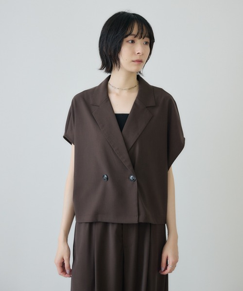 Paradise Picnic（パラダイスピクニック）の「cloche  カルゼ生地コンパクトジャケット（テーラードジャケット・レディース・ベージュ/ブラック/ブラウン・FREE）」の7枚目の写真