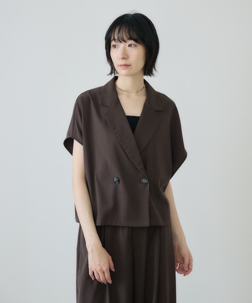 Paradise Picnic（パラダイスピクニック）の「cloche  カルゼ生地コンパクトジャケット（テーラードジャケット・レディース・ベージュ/ブラック/ブラウン・FREE）」の8枚目の写真