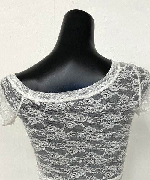non-hedge（ノンヘッジ）の「レースワンショルダーシアーTシャツ（Tシャツ/カットソー・レディース・ブラック/オフホワイト・FREE）」の20枚目の写真