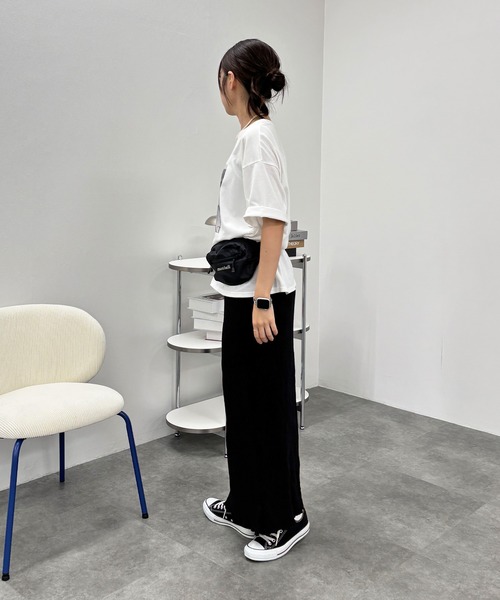 ISOOK（アイスー）の「【ISOOK / アイスー】ランダムプリーツナロースカート / ロングスカート ウエストゴム 無地 ドット 花柄 フラワー柄 Iラインスカート ZOZOTOWN限定（スカート・レディース・ブラック/ブラック系その他/ドット・FREE）」の8枚目の写真