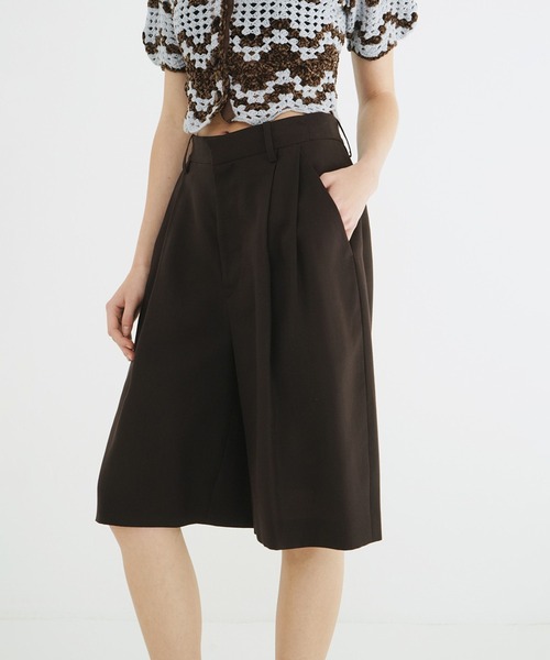 CLANE（クラネ）の「TENCEL HALF PANTS（その他パンツ・レディース・ブラウン/アイボリー・1）」の2枚目の写真